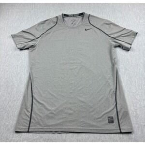 Nike‎ Pro Shirt  Mens XL Gray Dri Fit Fitted Training Mesh Athletic Running
